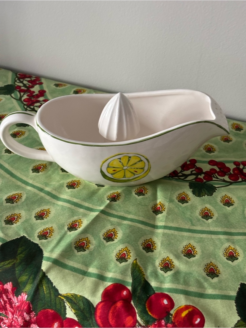 Vintage Sigma Ceramic White Lemon Juicer with Spout and Handle